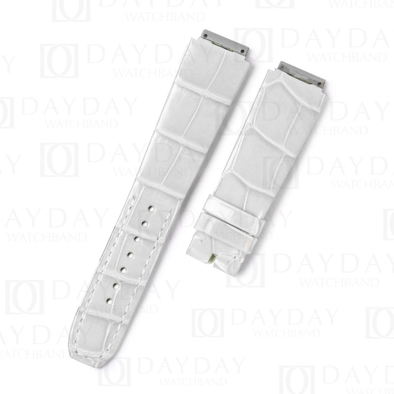 Custom replacement white alligator leather watchbands for Richard Mille straps