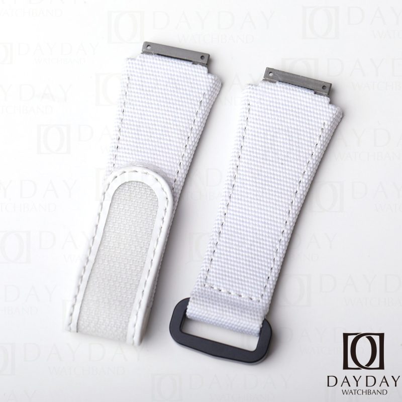 Custom replacement white velcro canvas nylon watchbands for Richard Mille straps