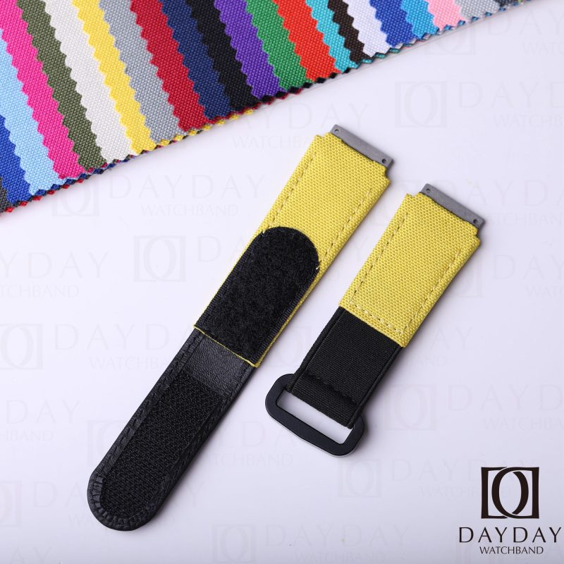 Custom replacement yellow velcro canvas nylon watchbands for Richard Mille straps