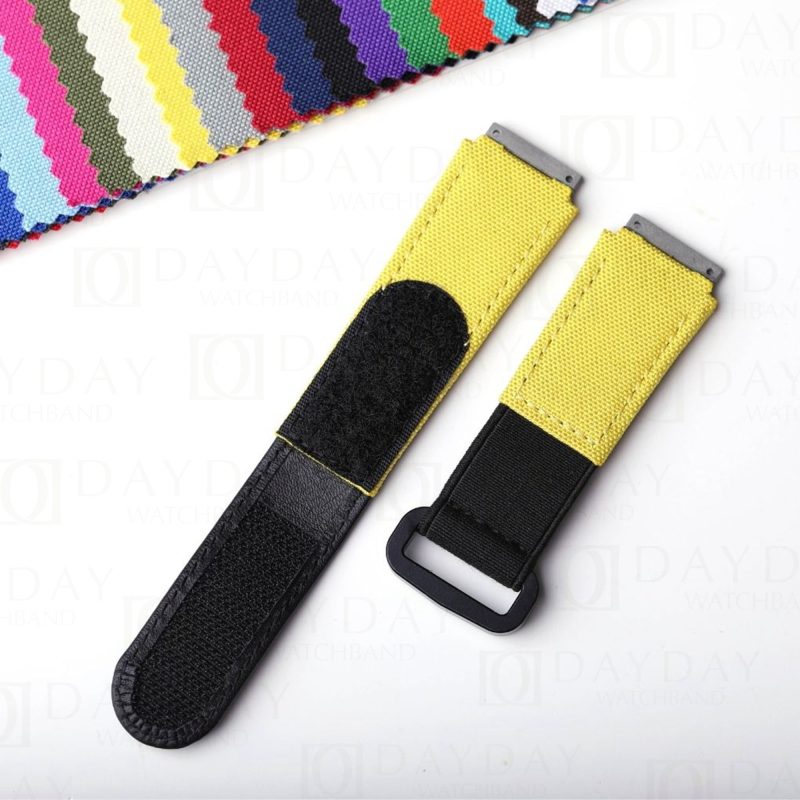 Custom yellow replacement canvas velcro watch straps for Richard Mille band