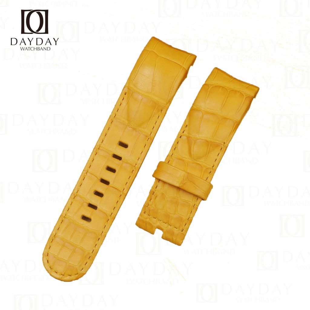 Handmade Yellow real best Alligator Leather watch strap fit for Corum Admirals Cup watch (2)