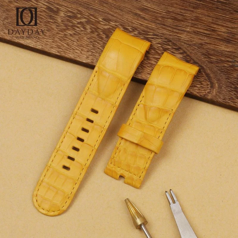 Handmade Yellow real best Alligator Leather watch strap fit for Corum Admirals Cup watch