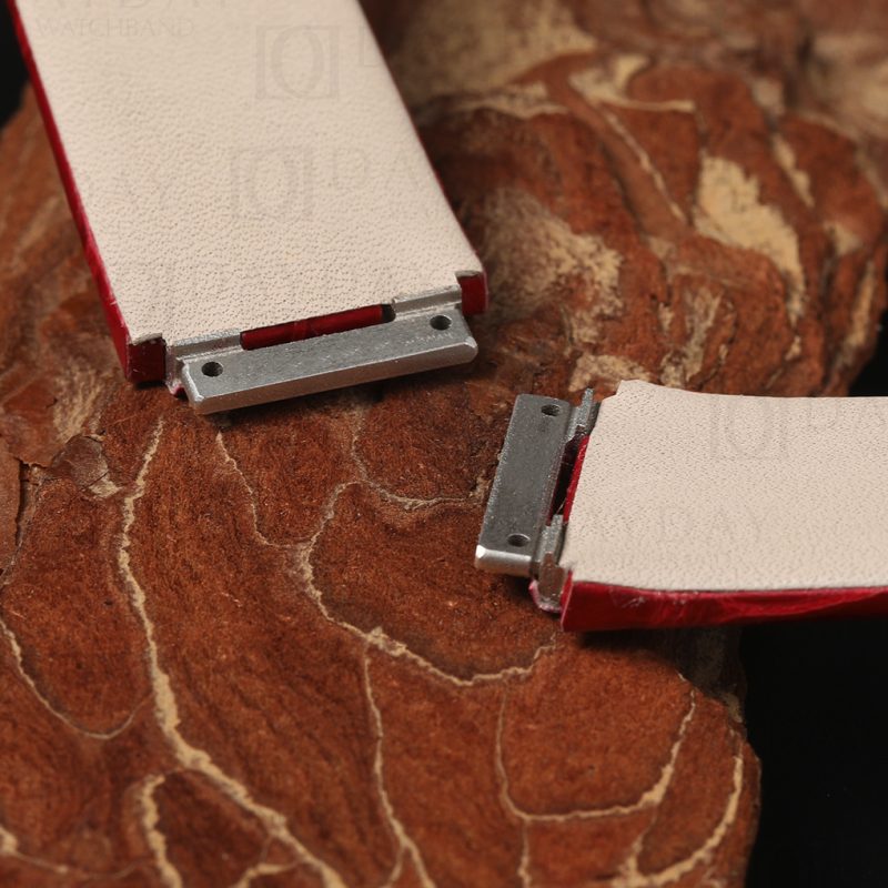 Handmade crocodile leather watch band for Richard Mille with metal end