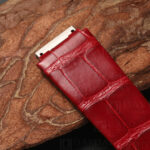 Handmade red alligator leather watch band for Richard Mille with metal end