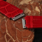 Handmade red crocodile leather watch band for Richard Mille with metal end