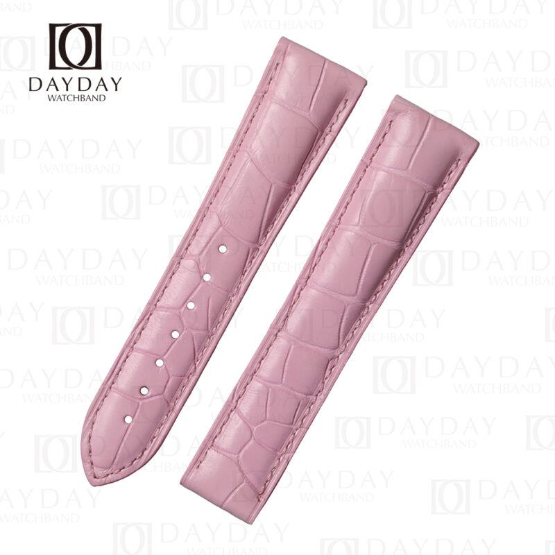 Handmade replacement crocodile alligator Pink leather watch strap for Omega Speedmaster band