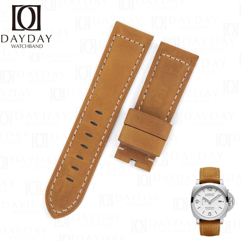 Replacement brown suede leather watch band for Panerai Luminor watch 22mm 24mm 26mm strap
