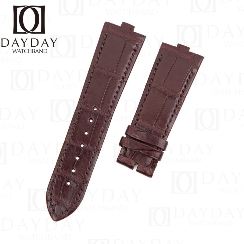 Replacement custom alligator brown leather watchbands for Vacheron Constaintin VCO overseas strap