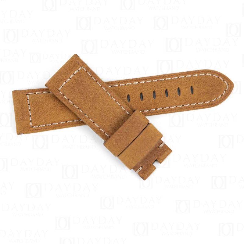 Replacement brown leather watchband for Panerai Luminor watch 22mm 24mm 26mm straps