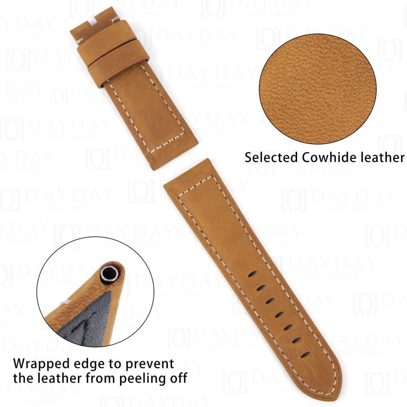 Replacement leather watch bands for Panerai Luminor watch 22mm 24mm 26mm strap
