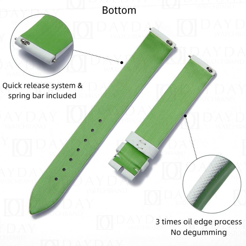 Replacement white satin leather watch straps for Piaget Possession diamond women bottom lime green band