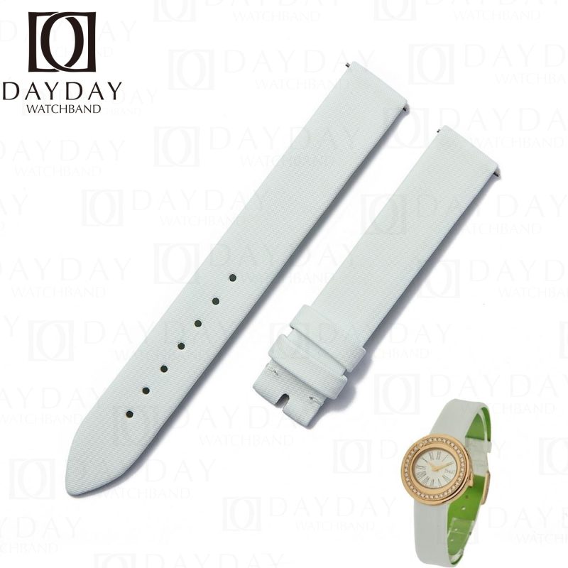 Replacement white satin leather watch straps for Piaget Possession diamond women bottom lime green band