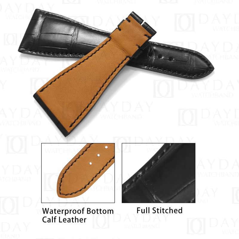 Roger Dubuis Golden Square black alligator leather watchband replacement strap for sale 30mm