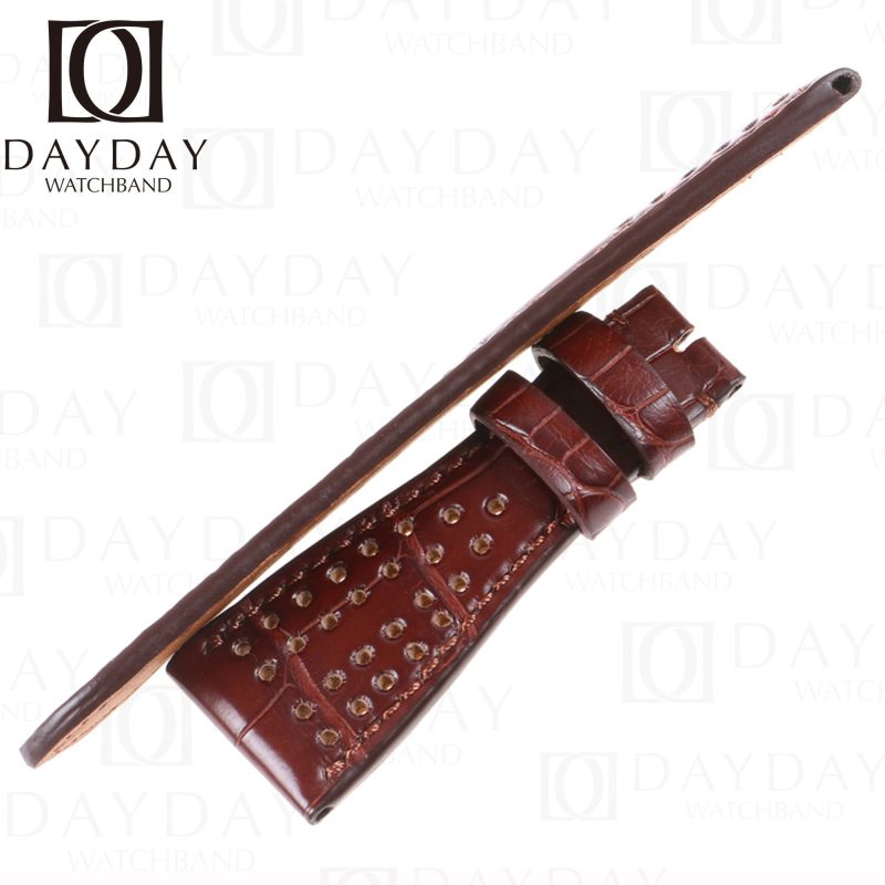 Roger Dubuis Golden Square brown alligator leather watch bands replacement strap for sale 30mm