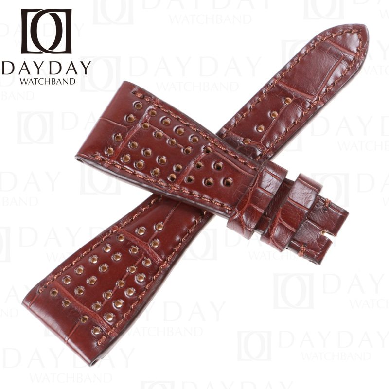 Roger Dubuis Golden Square brown alligator leather watchbands replacement strap for sale 30mm