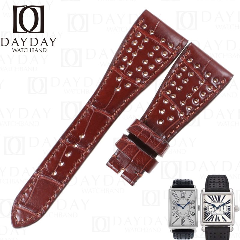 Roger Dubuis Golden Square brown alligator leather watchband replacement strap for sale 30mm