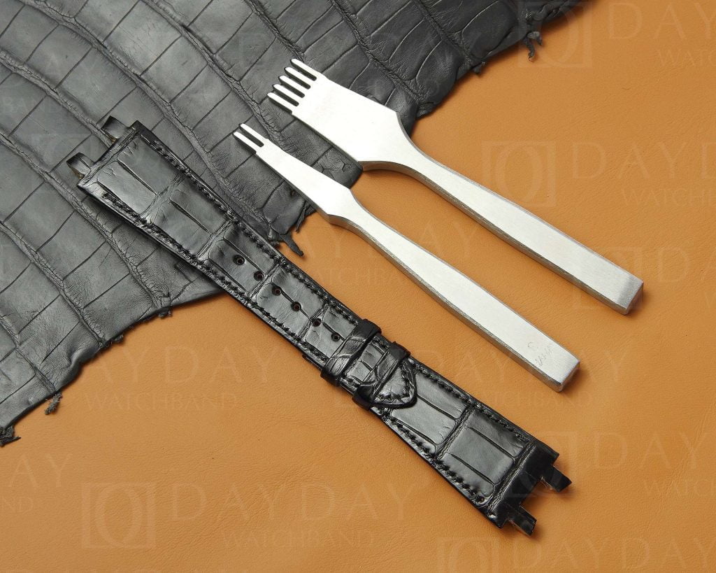 Ulysse Nardin alligator black leather straps replacement watch bands