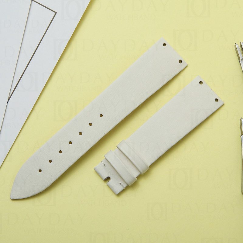 Custom White Satin replacement leather watch strap for Piaget Limelight Magic hour bands