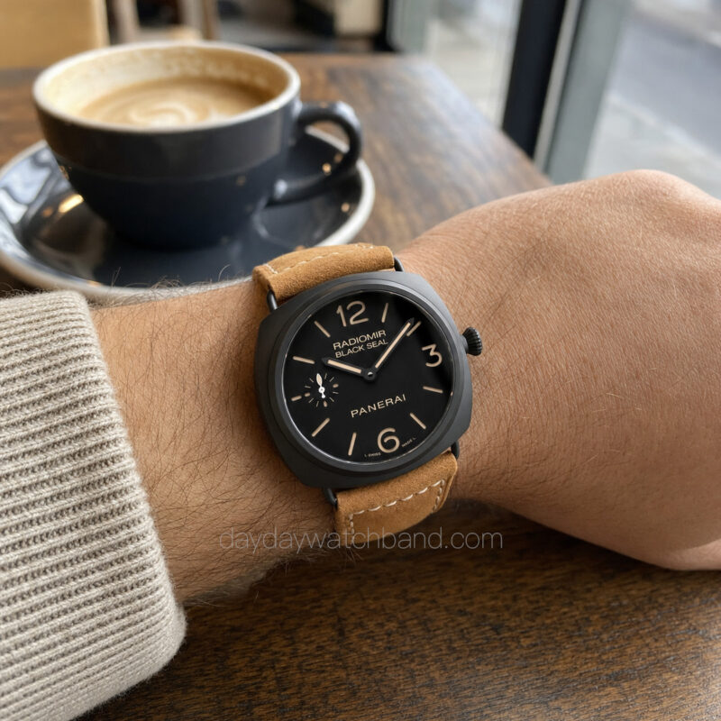 custom-suede-leather-wrist-bands-for-Panerai-on -wrist