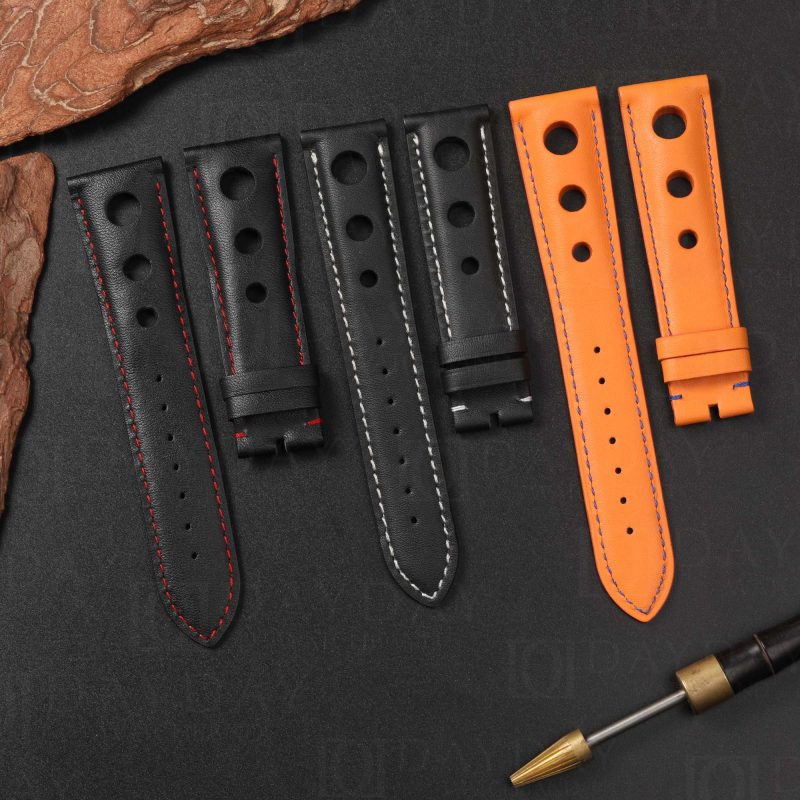 Buy Custom handmade black calfskin calf leather watch bands for Chopard Mille 1000 Miglia Racing Watch tire watch band straps (2)