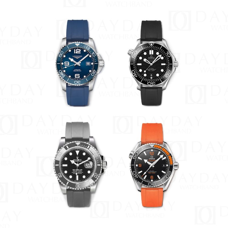 Custom handmade 19mm 20mm 21mm 22mm replacement waterproof toughness silicone rubber watch bands for Rolex Omega Panerai Tudor Tudor men women watch straps
