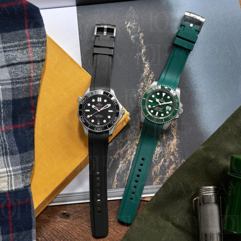 Custom handmade 19mm 20mm 21mm 22mm replacement waterproof toughness silicone rubber watch band for Rolex Omega Panerai Tudor Tudor men women watch strap