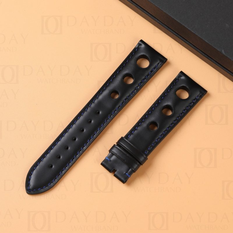Custom handmade black calfskin calf leather watch bands for Chopard Mille 1000 Miglia Racing Watch tire watch band straps