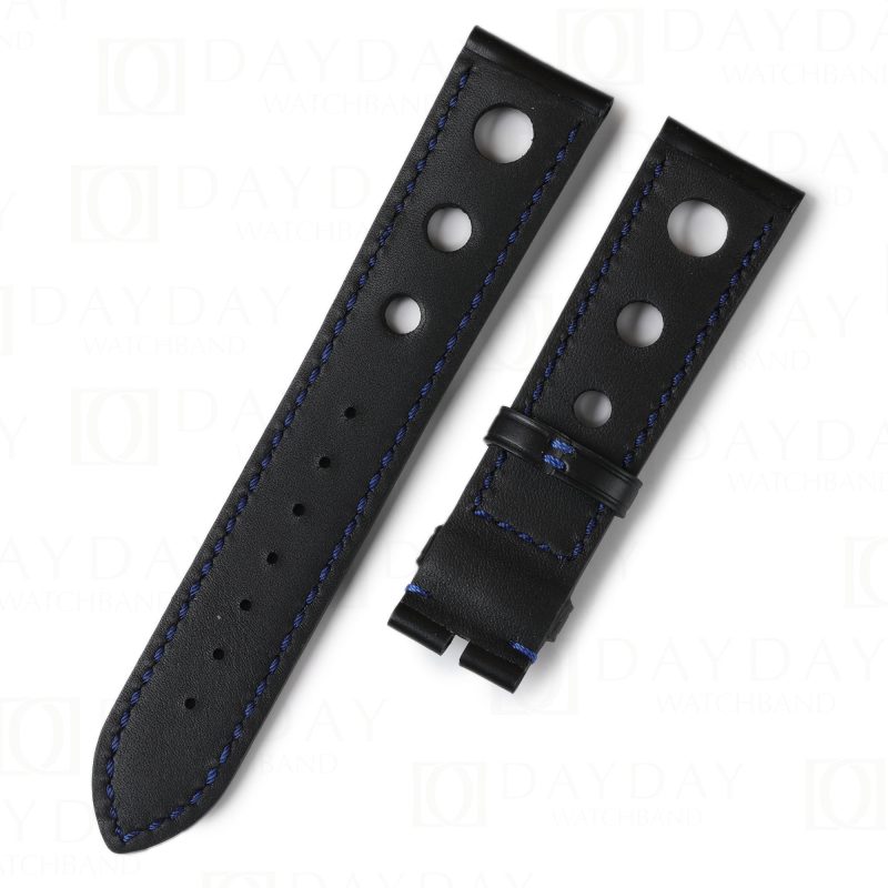 Custom handmade black calfskin calf leather watch bands for Chopard Mille 1000 Miglia Racing Watch tire watch band strap