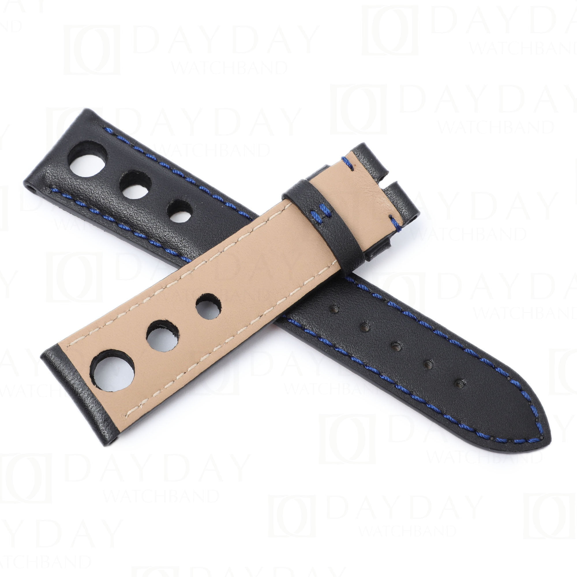  Handmade Navy Blue Calf leather watch strap, Premium