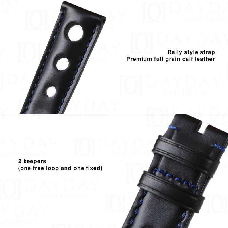 Custom handmade calfskin calf leather tire watch bands belt replacement for Chopard Chopard Mille Miglia straps