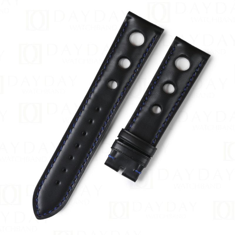 Custom handmade black calfskin calf leather watchbands tire watch band for Chopard Mille 1000 Miglia Racing Watch straps
