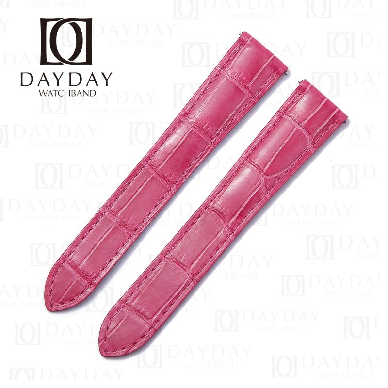 Personalized pink cartier tank alligator strap for Cartier Tank xl Divan Solo watch