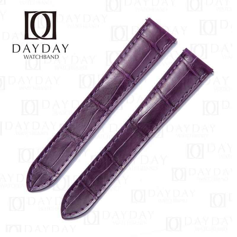 Personalized purple Cartier Tank alligator strap for Cartier Tank xl Divan Solo watch