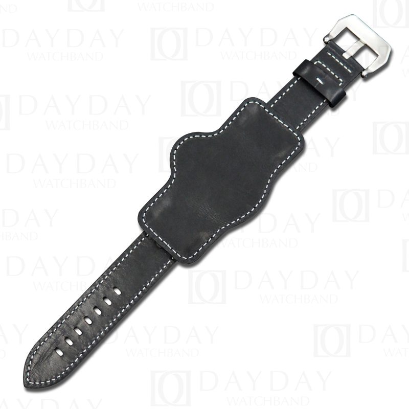 Custom replacement premium calfskin leather black bund strap watch band for Rolex Tudor Omega leather Bund watch strap