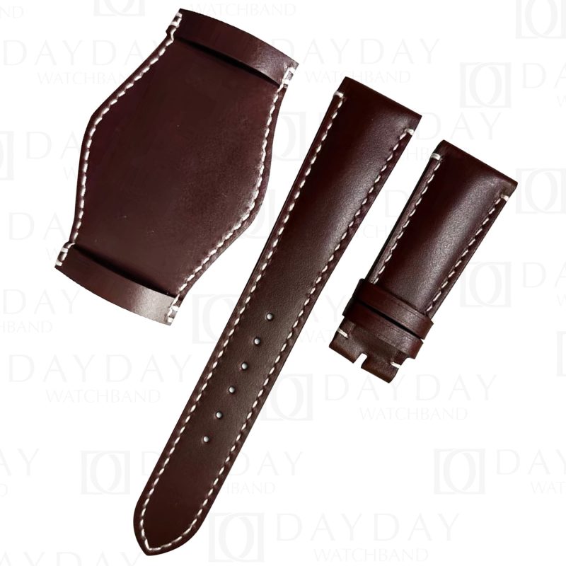 Custom replacement premium calfskin leather dark brown bund strap watch band for Rolex Tudor Omega leather Bund watch strap