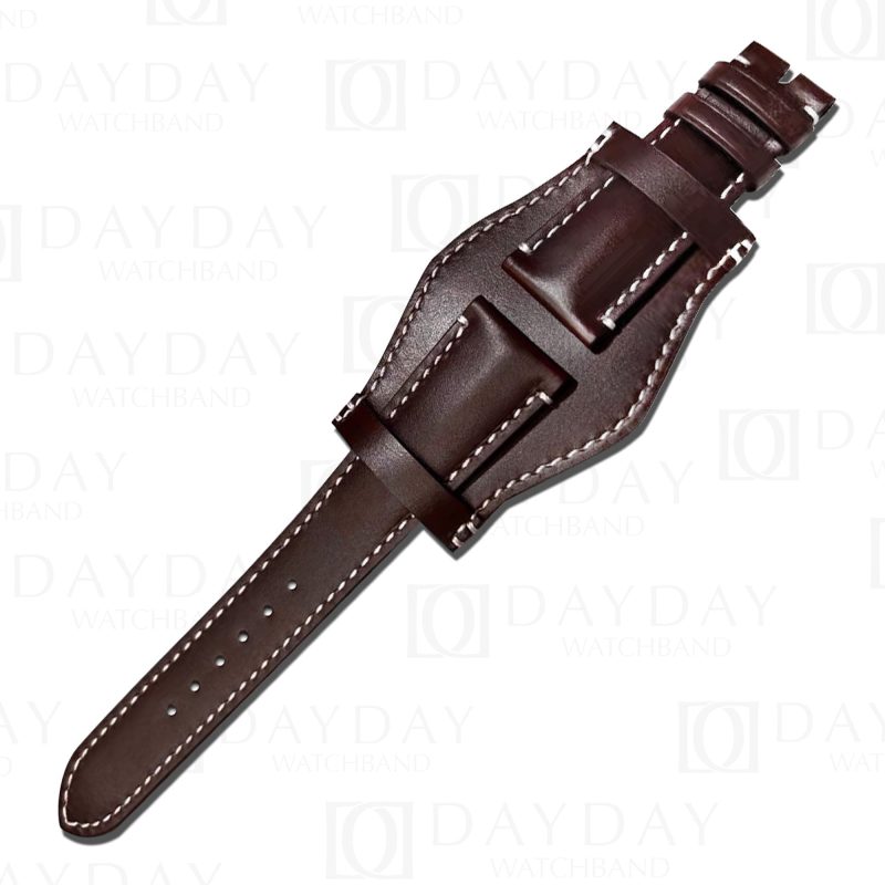 Custom replacement premium calfskin leather dark brown bund strap watch band for Rolex Tudor Omega leather Bund watch strap