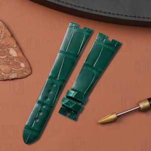 Bvlgari Bzero 1 alligator Green leather watch band custom handmade replacement strap