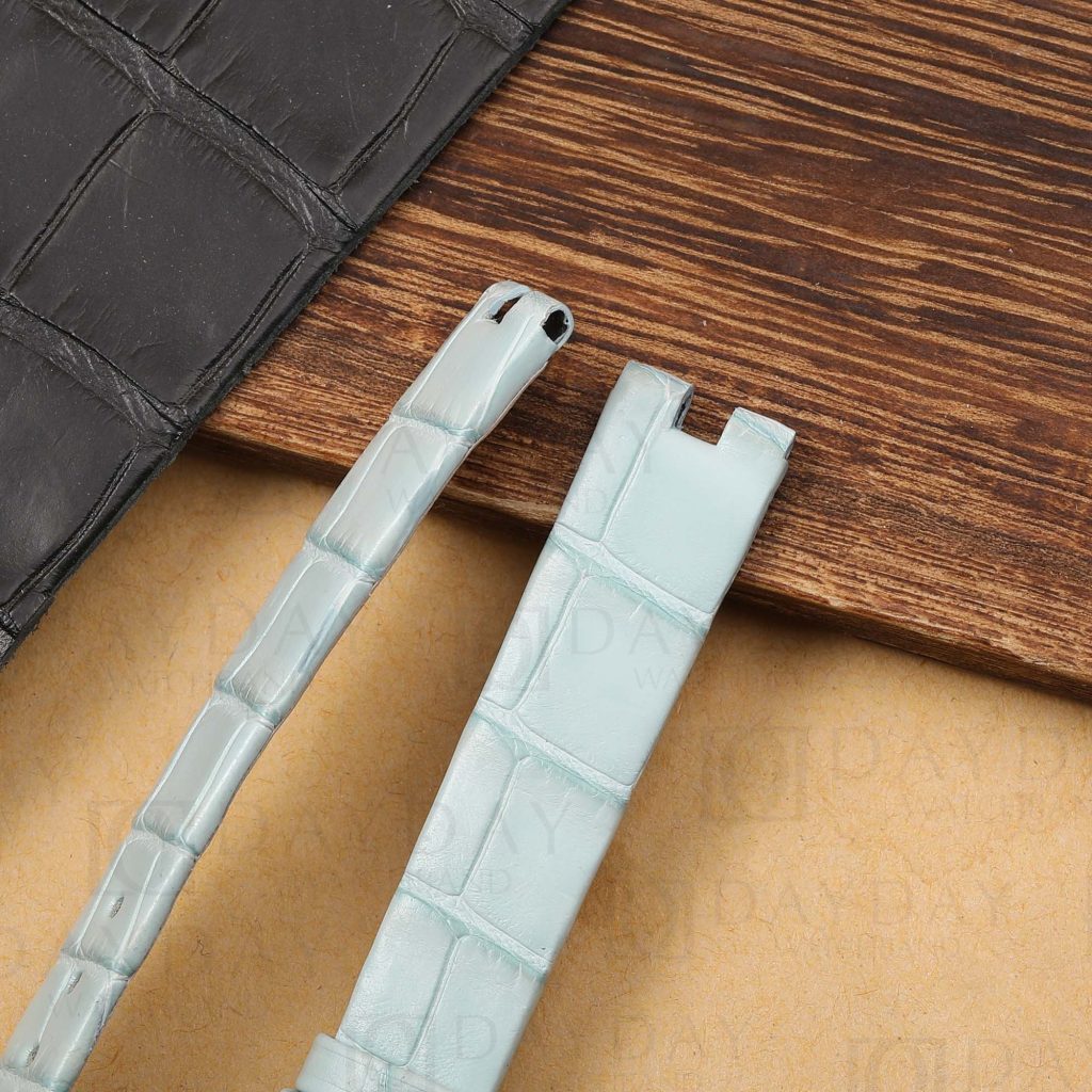 Custom Bvlgari Bzero 1 alligator Ice Blue leather watch band custom handmade replacement strap (2)