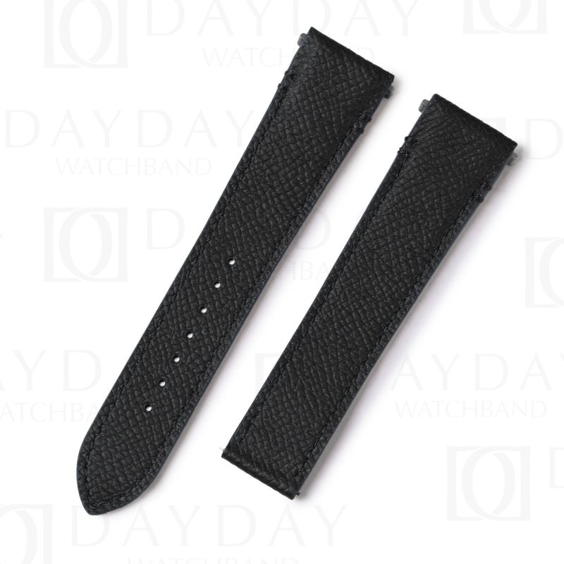 Custom black quickswitch Epsom leather strap for New Santos de Cartier watch band