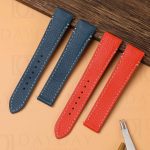 Custom red blue quickswitch Epsom leather strap for New Santos de Cartier leather strap