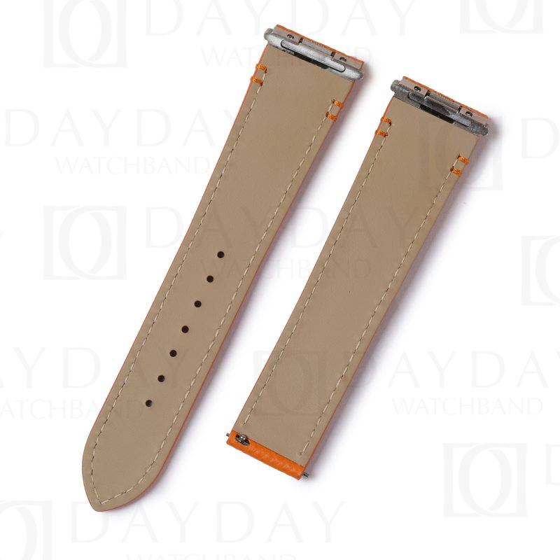 Custom orange quickswitch Epsom leather strap for New Santos de Cartier leather band