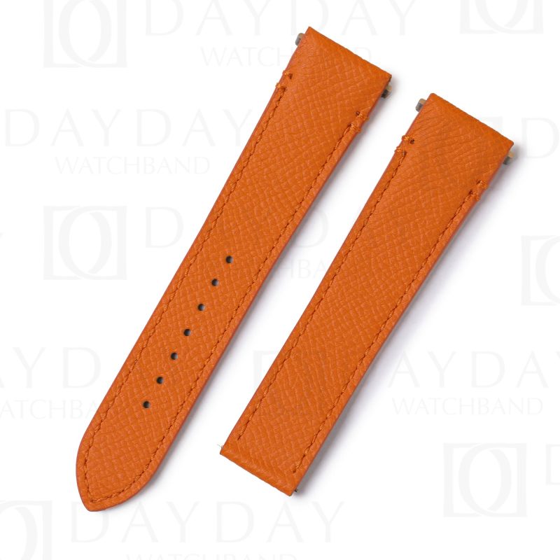 Custom orange quickswitch Epsom leather strap for New Santos de Cartier watchband