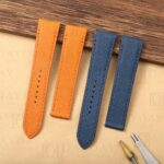 Custom quickswitch Orange Blue Epsom leather replacement Cartier Santos Medium Large strap