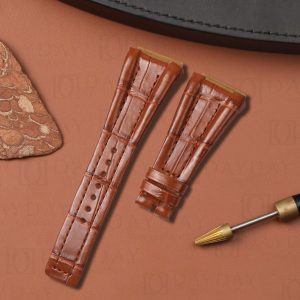 Custom replacement best alligator leather watch strap for Bvlgari Ergon chronograph watch (6)