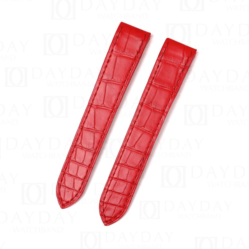Personalized handmade red alligator leather quickswitch Cartier Roadster watch strap for sale
