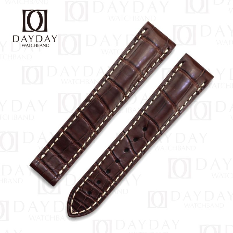Handmade replacement crocodile alligator Brown leather watch strap for Omega Speedmaster band