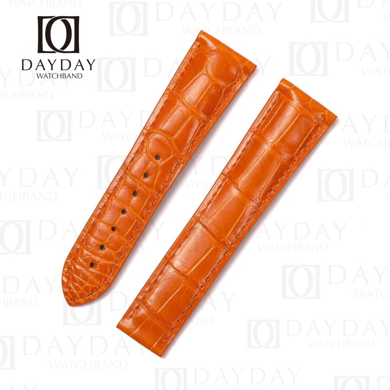 Handmade replacement crocodile alligator Orange leather watch strap for Omega Speedmaster band