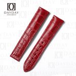Handmade replacement crocodile alligator Red leather watch strap for Omega Speedmaster band