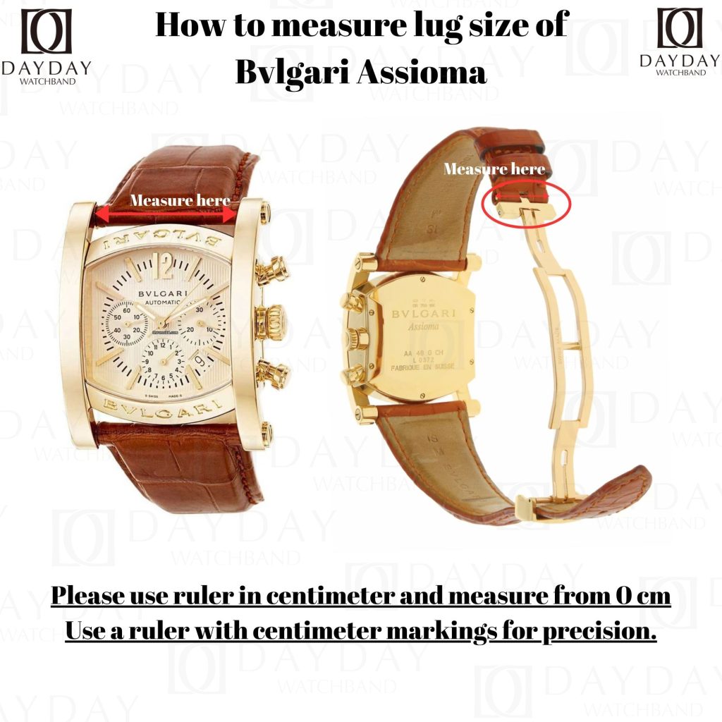 How to measure leather watch strap band replacement lug size for Bvlgari Assioma