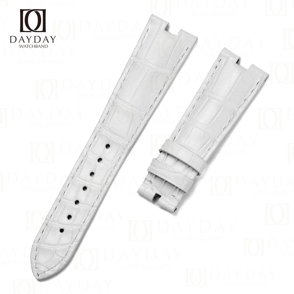 Personalized bespoke white alligator leather watch band replacement for Bvlgari B.zero1